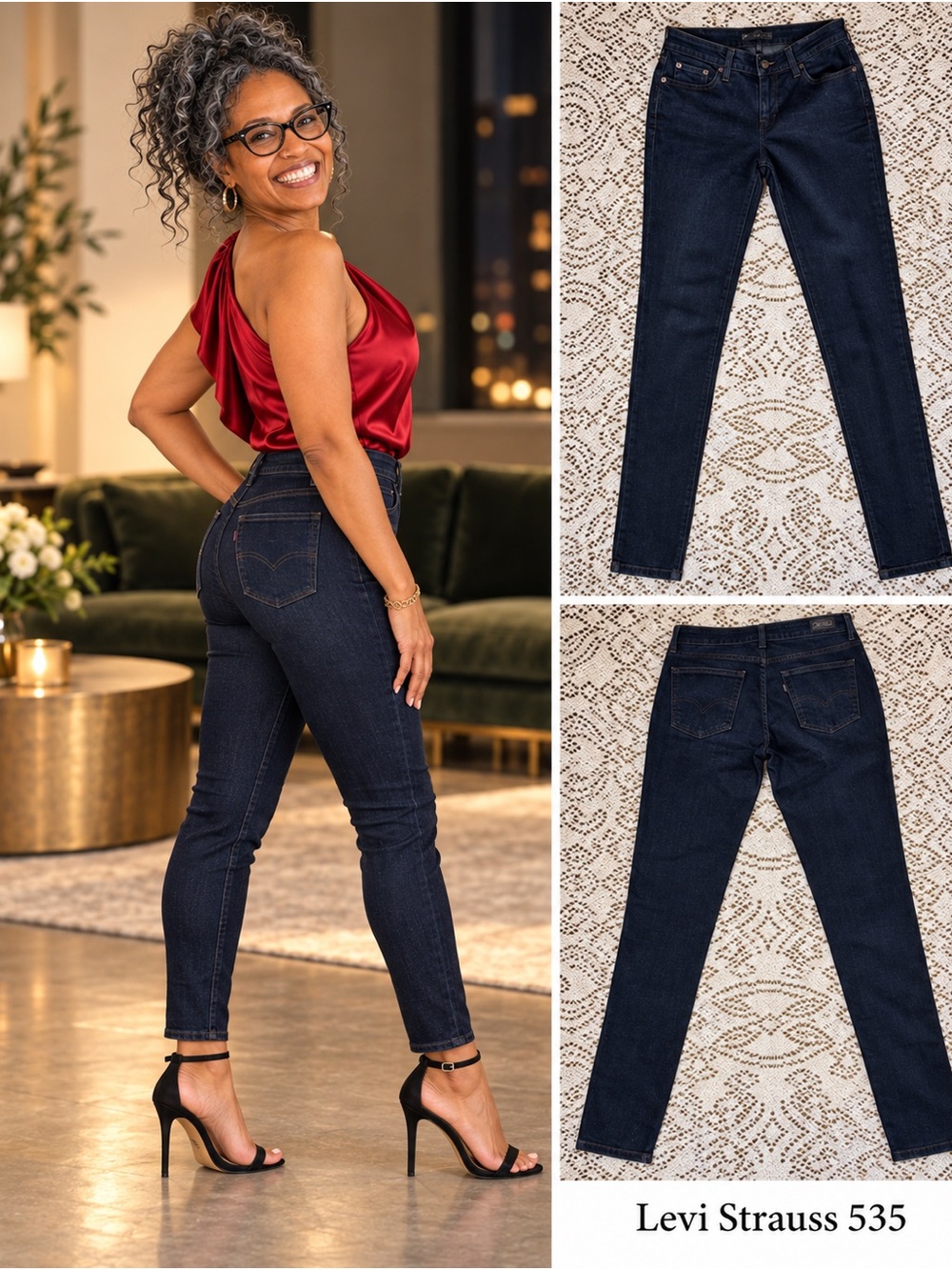 Levi Strauss 535 Legging Dark Indigo Skinny Jeans - Slim Stretch Women's Jeans